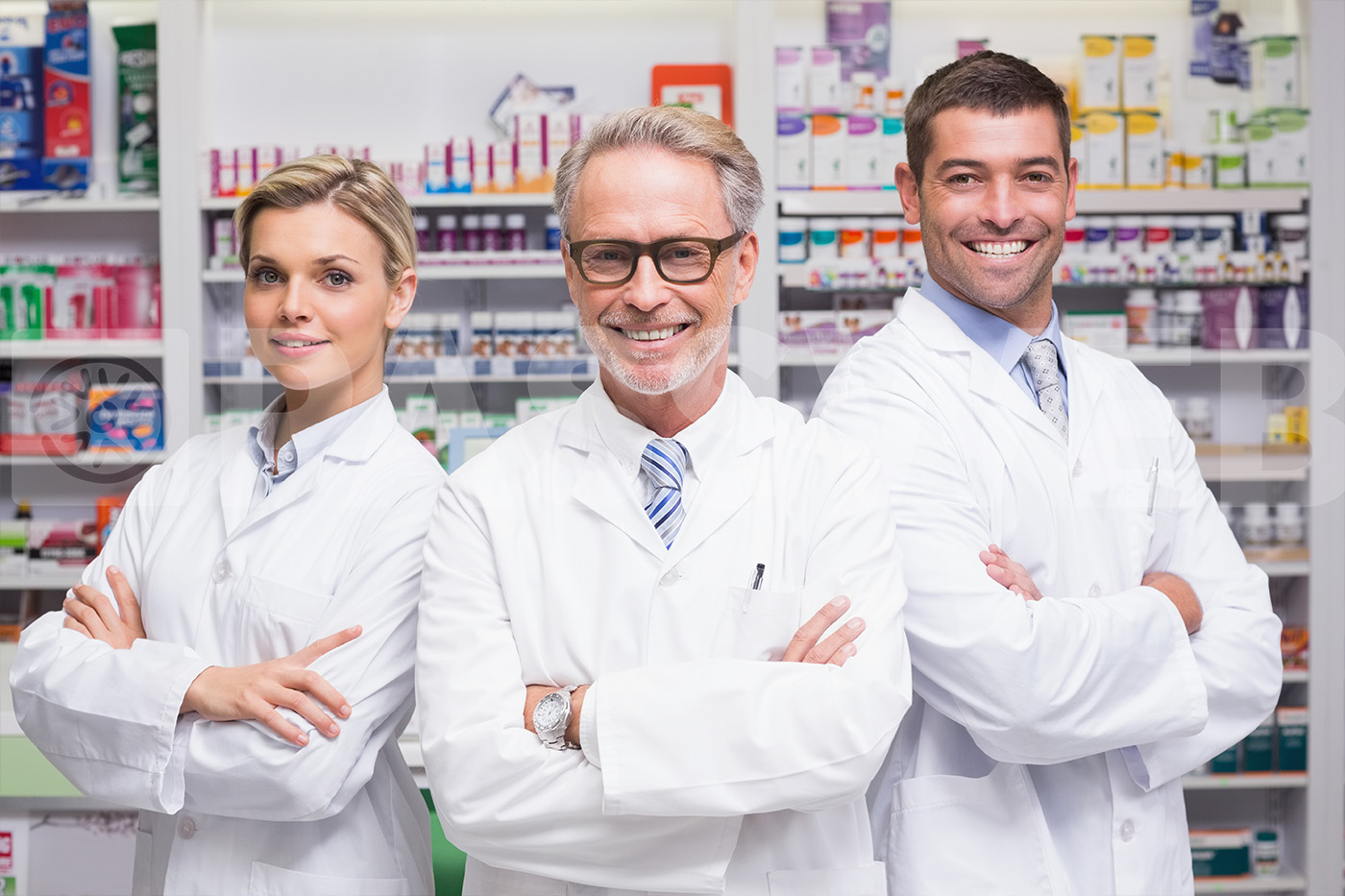 team-pharmacists-smiling-camera